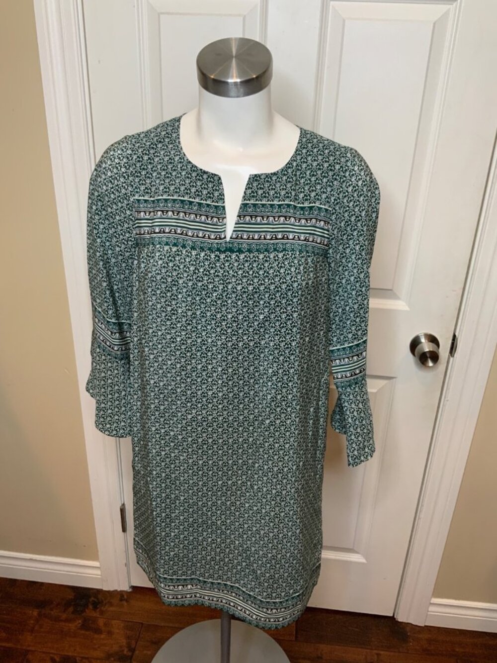 Madewell Green Floral Mini Tunic Dress, Size XXS